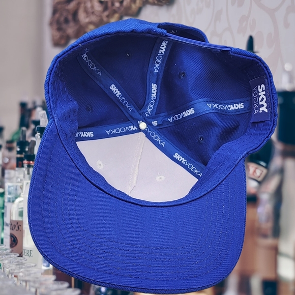 Skyy Vodka Baseball Snapback Hat Cap Flat Bill Blue & White Embroidered Flag - Picture 7 of 9